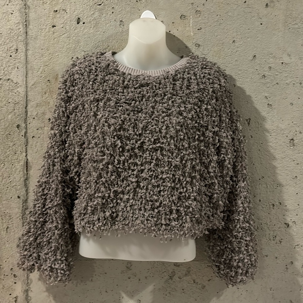 Fate Cozy Textured Crewneck Sweater in Taupe